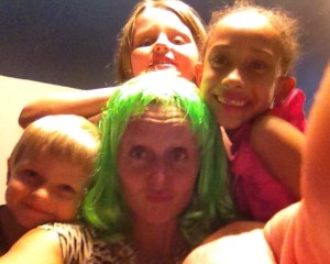 Putting on my "fish" face for Mario while I sport my sweet hair and make-up