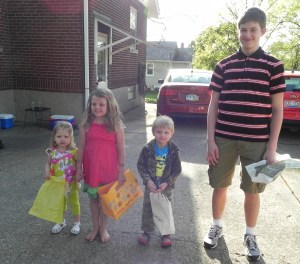 The four contestants for the egg hunt!